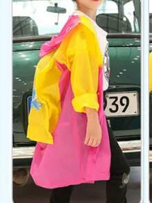 Impermeable para Niño y Niña Poncho para Lluvia Reutilizable y de Mochila extendida, 360° a Prueba de Agua Raincoat - Rosa Fucsia - Ver 2