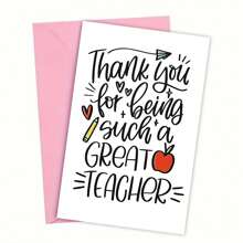 1PC Perfect Teacher Appreciation Card With Envelope, Cherished Thank You Gift For Men & Women, Unique 'Thank You For Being Such A Great Teacher ' Message