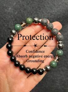 Herren Schutz Armband, schwarzer Turmalin & Pyrit Glück & Erfolg Yoga Meditation Schmuck für Frauen und Männer, Heilkristalle, Achtsamkeits-Armband, Wunsch