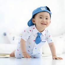 WhaleJoan 1件男婴卡通汽车印花短袖连体衣，夏季 - 白色 - 查看 8