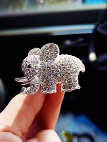 3件/6件水钻大象和6瓣花出风口夹汽车装饰精油扩散器 - 金色 - 查看 4