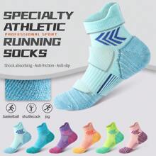 1 par de calcetines tobillos para correr para mujeres y hombres, calcetines cortos acolchados de algodón para entrenamiento, calcetines con malla y fondo acolchado UNISEX
