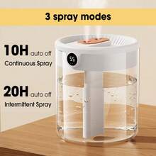 2000ml Large Capacity Humidifier Ith Digital Display, Dual-Hole Humidifier With 3 Modes, Quiet 36dB Plant Humidifier For Moisturize Dry Skin, Relieve Dry Eyes And Fatigue, White - White - View 5