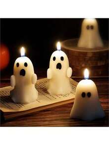 1 pièce Bougie parfumée en forme de fantôme d'Halloween, 7 styles sans plateau, bougie parfumée décoration de fantôme d'Halloween faite à la main, légère différence de couleur, décoration d'intérieur, cadeau - Multicolore - Voir 3