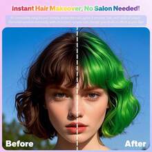 Green Hair Spray,Root Touch Up Hair Color,Temporary Hair Color Spray,Hair Wax Dye Pomades,Washable Hair Coloring Natural Hair Strong Style Gel Cream Hair Dye For Party,Hollowen,Cosplay(Green) - 青檸色 - 查看 5
