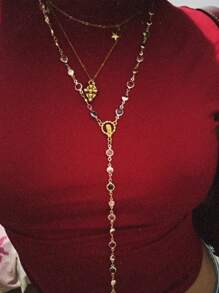 1 pezzo nuovo collana a Y in stile boho con farfalla e perla, colore oro/argento, adatto per festa, gala, decorazione vacanze, estate, spiaggia, colore strass casuale