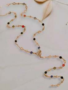 1 件波西米亚风格 Y 形金属长项链，配彩色水晶吊坠，简约女士长项链，适合日常佩戴和作为礼物，水晶颜色随机 - Y型2 - 查看 17