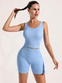 Women's High Waist Elastic Solid Color Versatile Shorts, Suitable For Outdoor, Vacation, Gym, Sports