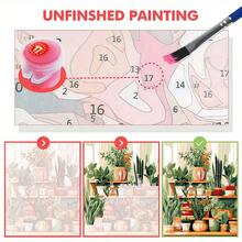 DIY 丙烯数字油画套装，40*50 厘米，包含颜料和画笔，非常适合缓解压力、数字油画、手工数字绘画、绿植 DIY 绘画，非常适合互动、情侣共享、个人放松、房间装饰、墙壁艺术、初学者绘画、送给朋友的贴心礼物（无框） - 綠色 - 查看 2