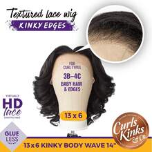 Sensationnel Curls Kinksandco Kinkyedges Wig - Kinky Body Wave 14 Inch 13X6 Lace Frontal Natural Kinkytexture Edged Hairline For Natural 3C To 4C Hair Textures (1B OFFBLACK) - BALAYAGEGOLD - Xem 12