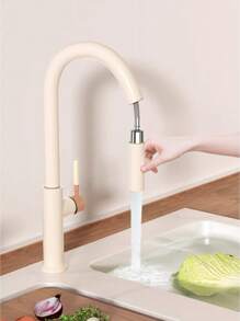 1 pièce Robinet rétractable en laiton de qualité supérieure, en matériau intégralement en cuivre, avec jet pivotant à 360°, extensible jusqu'à 60 cm de long, avec mode de débit d'eau réglable. Robinet d'évier de cuisine, robinet d'évier de salle de bain.