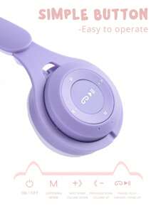 Składane bezprzewodowe słuchawki z kocimi uszami Zmieniające kolor bezprzewodowe słuchawki z kocimi uszami ze wbudowanym mikrofonem, sterowaniem dotykowym i długim czasem pracy baterii Odpowiednie dla dzieci/prezentów