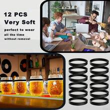 Rubber Bracelets Solid Color Silicone Wristbands Blank Stretch Silicone Wristbands Colorful Rubber Bracelets Women Men Gifts - 黑色 - 查看 5