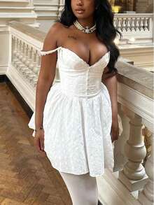 White Lace Embroidery Slip Mini Dress For Women - Summer Graduation Dress, Boho Date Night Party Festival Outfits