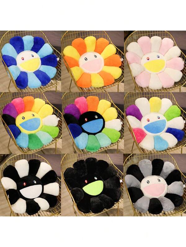 1pc 60cm/23.6inch Large-Scale Super Soft Plush Round Petal Shaped Seat Cushion, Thick & Comfortable Fluffy Chair Pad, Ideal For Office, Stuffed And Full Kids Throw Sleeping Pillow For Kids Boys Girls Adults Bedroom Holiday Party Gift, Christmas Gift Winter Warm Cushion Pillow