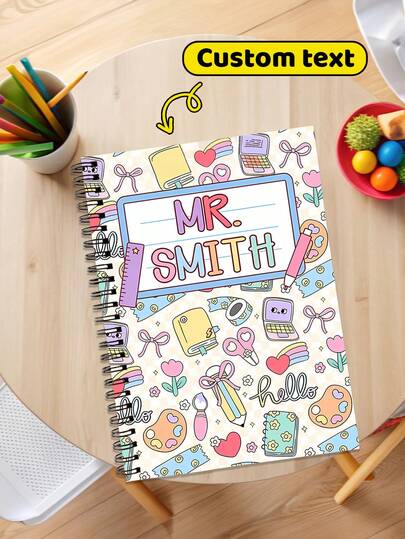 Customized Teacher Notebooks With Names, Teacher's Notebooks, Teacher Appreciation Gifts, Teacher Thank-You Letters - This Gift For Teachers, A Gift For Teachers On The First Day Of School, School Essential Stationery Sets, School Supplies,Back To School,Multi-Functional,Ornamental,Reusable,Modern,Colorful,Cute,Vintage,Cartoon,Kawaii,Custom,Personalized,Unique,Customized,Workers,Clients,Students,For Business/Work/Office,For School,Christmas Gift Supplies