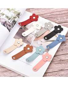 10pcs/5PCS/1pc Fashionable Heart-Shaped Leather Cable Organizer - Available In Multiple Colors, With A Portable And Anti Loss Design, Perfectly Compatible With Mobile Data Cables And Headphone Cables - Flower Style-multicolor - View 14