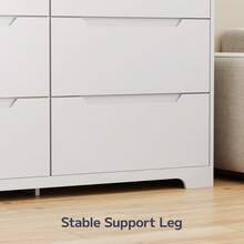 6 Drawer Dresser For Bedroom, Modern Wood Chest Of Drawers With Cut-Out Handles, Accent Cabinet With Wide Double Drawers For Living Room, Entryway,White - 白色 - 查看 9