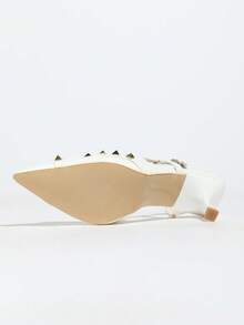 女士夏季新款后跟铆钉优雅百搭高跟凉拖鞋