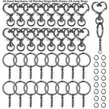 30/60 件心形旋转弹簧钩套装，金属弹簧按扣钥匙链龙虾扣，扁平开口环带链条和跳环，适用于钥匙链、挂绳、珠宝、DIY 工艺品