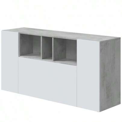 Miroytengo Mueble Aparador para Salón o Recibidor  Loira de 3 puertas en color Cemento y Blanco Artik 76x150x41 cm