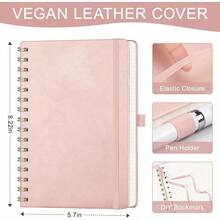 AHGXG Bullet Dotted Journal Notebook, Hardcover Leather Dotted Notebook 140 Pages, A5 Grid Paper Notebook, Gsm Thick Paper, Bullet Journaling, 5. X 8.3, Sage Green - vàng hồng - Xem 4