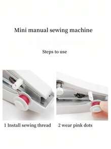 14 Freebies/ 1 Set Portable Mini Sewing Machine, Handheld Manual Easy Sewing, Home Portable Tailor, White - 1pc, Small Tailor