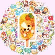 [50 张可爱卡通贴纸] 50 张可爱卡通乙烯基贴纸 | 食物、猫、狗主题，适用于笔记本电脑、水瓶、头盔、摩托车、吉他 | 适合宠物爱好者、圣诞节或奖励的有趣装饰礼物 - 彩色 - 查看 4