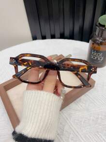 1 Stück Damen einfache polygonale Rahmenbrille mit Klarglas, geeignet für den täglichen Gebrauch, Brillenaccesoires für Damen