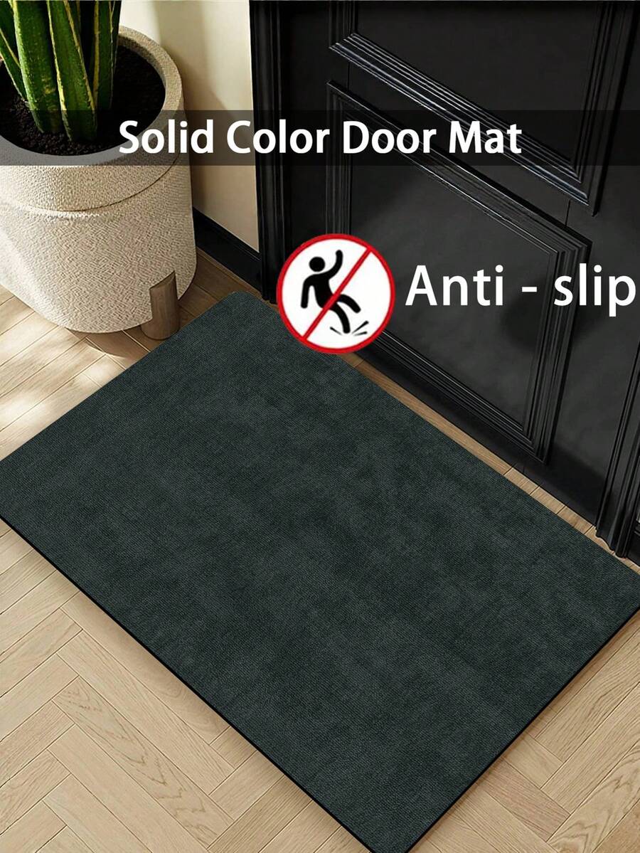 1 Piece Absorbent Non Slip Entryway Mat Made Of Durable Polyester Suitable For Front And Back Doors Entryway Pet Friendly Door Mat - Black - View 1