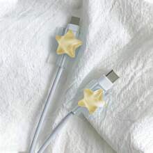 Set de 2 cables de datos de protección con estrella, que incluye dispositivo para enrollar el cable, clip protector de cable de carga y mordedor de cable, protector de cargador