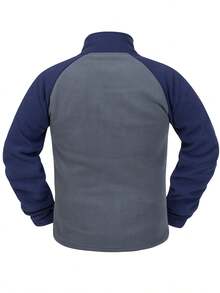 AOMDOTB Plus Size Loose Sherpa Sweatshirt, Casual Outdoor Warm Jacket, Half-Zip Fleece Pullover - Blue - View 4