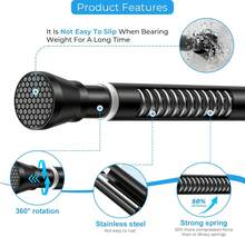 Adjustable Tension Curtain Rod 30 To 64 Inches, Spring Curtain Rod For Windows Tension Rod No Drill, Spring Tension Curtain Rod For Window, Bathroom, Doorway, Black - Black - View 5