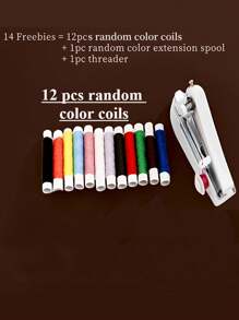 14 Freebies/ 1 Set Portable Mini Sewing Machine, Handheld Manual Easy Sewing, Home Portable Tailor, White - 1pc, Small Tailor