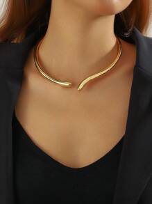 1 pieza Collar gargantilla elegante de aro liso minimalista dorado, joyería personalizada