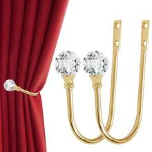 2 Pcs Curtain Holdbacks With Clear  Ball, Decorative Wall Mounted Drapery Tiebacks With Screws, Window Treatment Holdbacks For Home Decor - Gold - View 1