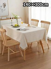 1pc Semi‑See‑Through Lightweight Linen Textured Tablecloth With Tassels, Sheer Thin Farmhouse Rustic Table Cover, Decorative Only, For Kitchen Coffee Table TV Stand, For Daily Holiday Wedding Dinner Party All Seasons - Multicolor - View 13
