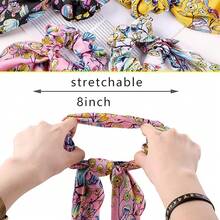 Scrunchie Hair Accessories - Chiffon Hair Scarf Bandana, Scrunchies, Ribbons, Ponytail Holders, And Bow Scrunchies For Women (6PCS) - 五彩斑斕的蝴蝶 - 查看 3