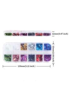 12pcs/Box Holographic Asymmetric Glitter Epoxy Resin Mold Filler Rainbow Chunky Pieces, DIY Craft Jewelry Making Supplies - Multicolor - View 6