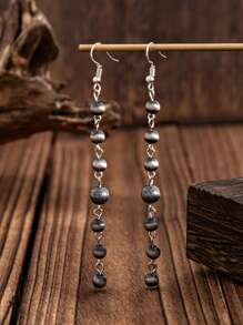 Minimalist Fashion Tassel Beaded Women Pendant Earrings, Versatile Style, Suitable For Women's Daily Commuting And Various Occasions