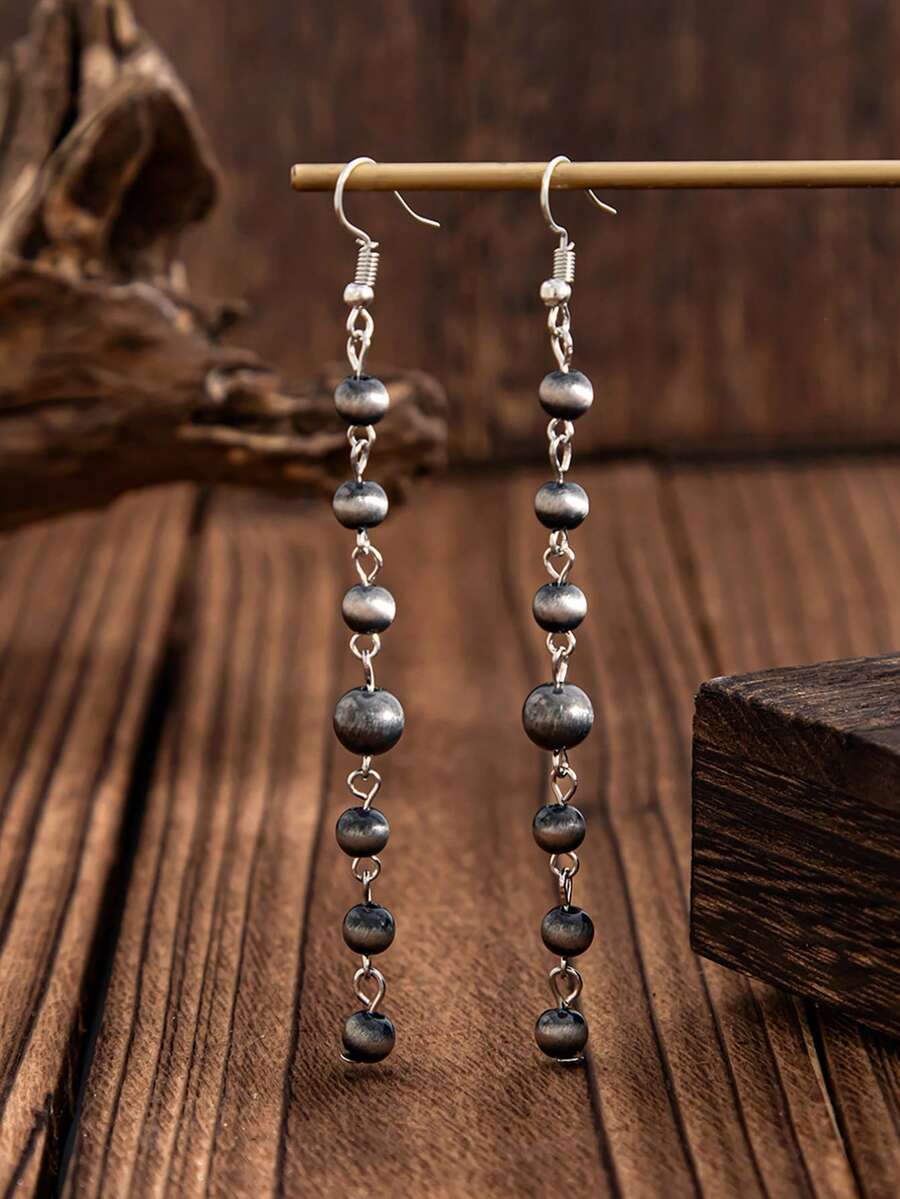Minimalist Fashion Tassel Beaded Women Pendant Earrings, Versatile Style, Suitable For Women's Daily Commuting And Various Occasions