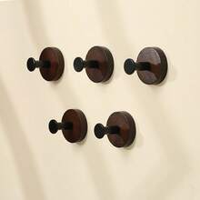 1pc/3pcs Wooden Clothes Hook, Single Peg Wall Mount Hanger Rack For Bathroom Cabinet, No Drilling Required - Multicolor - View 2