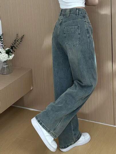 Women's Retro Design Wide Leg Jeans