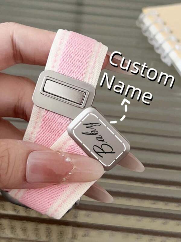 [Personalizado] Pulsera magnética de nailon con rayas lindas y nombre personalizado compatible con la serie S10, 9, 8, 7, SE, S10 de 42 mm, 46 mm, 38 mm, 40 mm, 41 mm, 42 mm, 44 mm, 45 mm, 49 mm para hombres y mujeres en verano