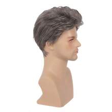Peluca corta gris sintética resistente al calor para hombres, cabello natural para disfraz de Halloween - Gris - Ver 6