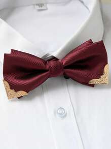 1 pièce Nœud papillon bordeaux et noir, convient pour les affaires, les fêtes, l'accueil, la rue décontractée, les hommes élégants