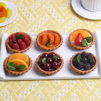 1/6 pièces Modèles de tartes réalistes, mini-tartelettes européennes décoration pour la maison, présentoir de boulangerie, accessoires pour la photographie (fait main, peut ne pas être 100% identique), style aléatoire