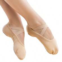 1pair OfSoft & Light Comfortable 4-Way Stretch Canvas Split Sole Ballet Shoes/Ballet Slippers, Sock-Like Fit, Curved Heel For Secure Fit, 3D Shaped Design For Enhanced Arch, Ideal For Daily Dance Practice, Beginners - 杏色 - 查看 14