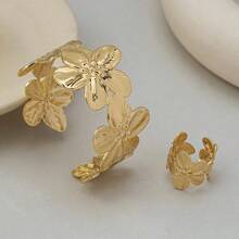 2 Pieces Fashionable & Elegant Luxury Flower Bracelet & Ring Set, Versatile
