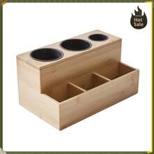 Bucket Tool Organizer, Khaki,Bamboo Hair Tools Organizer